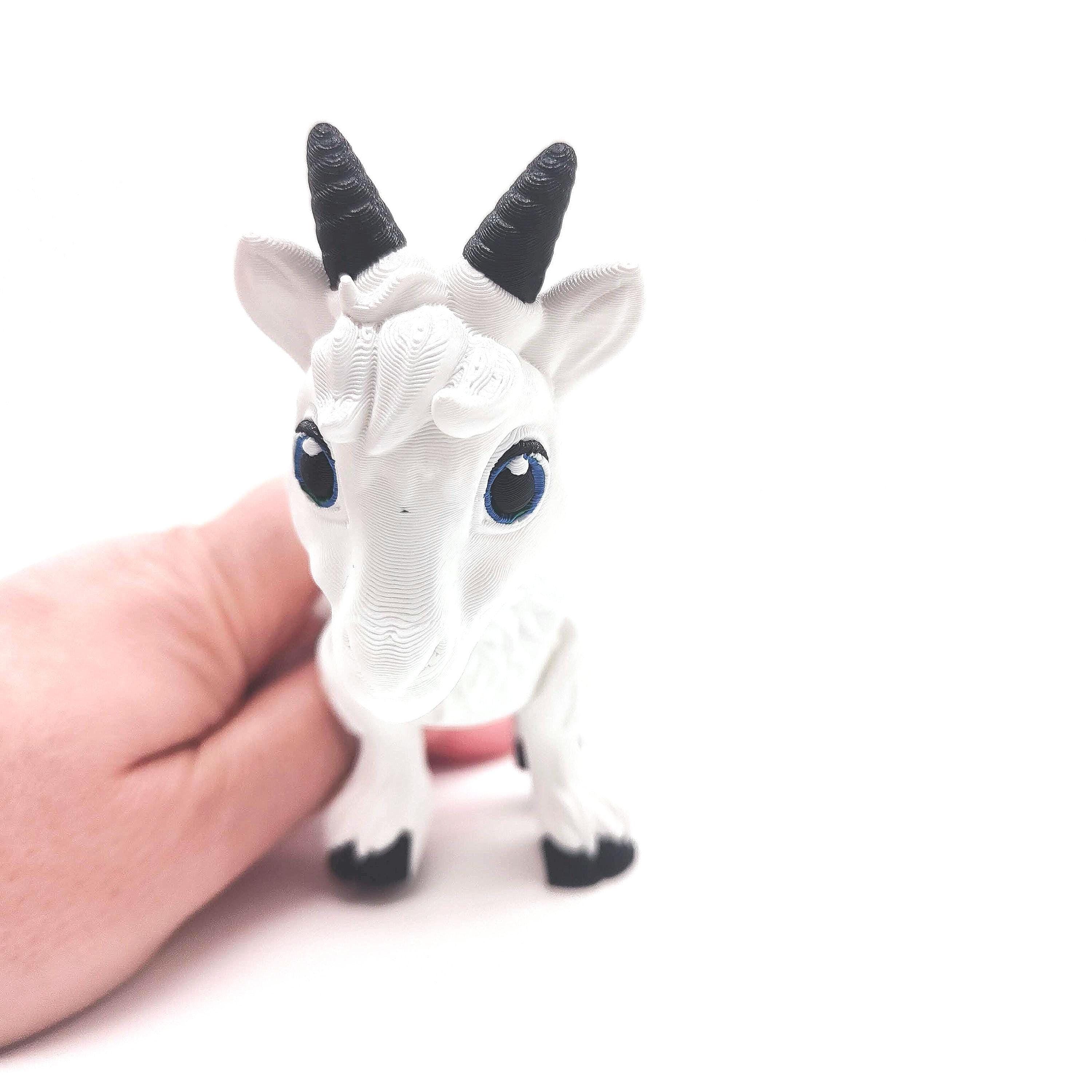 White Baby Goat Figurine with Movable Legs and Head - Cute Collectible Toy - Perfect for Animal Lovers and Kids